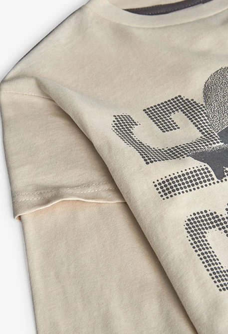Camiseta niño de algodón beige
