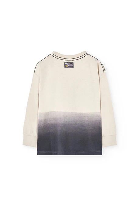 Beige cotton printed boy´s T-shirt