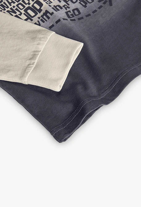 Beiges Baumwoll-Jungen-T-Shirt mit Aufdruck