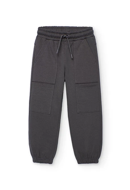 Pantalón niño felpa elástico gris