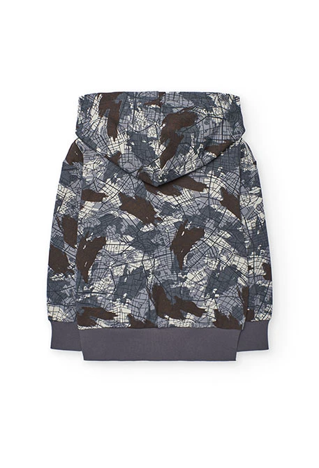 Chaqueta niño de felpa estampada gris