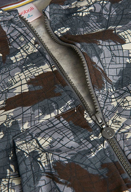 Veste garçon en molleton imprimé gris