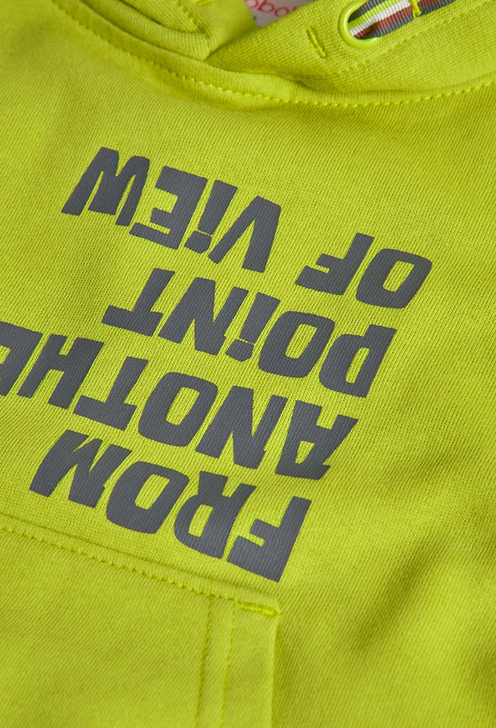 Jungen Kapuzen-Sweatshirt aus grünem Plüsch