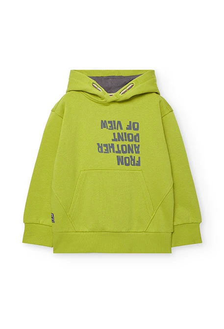Boy´s green fleece hooded sweatshirt