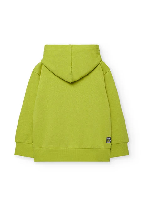 Jungen Kapuzen-Sweatshirt aus grünem Plüsch