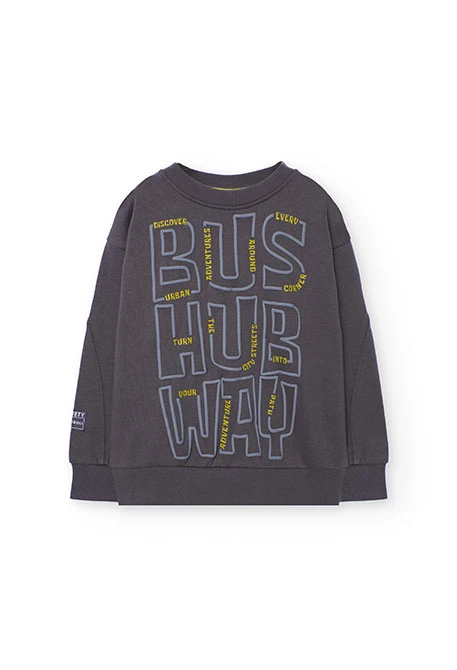 Sweatshirt menino de felpa cinza letras
