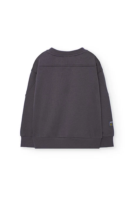 Sweatshirt menino de felpa cinza letras