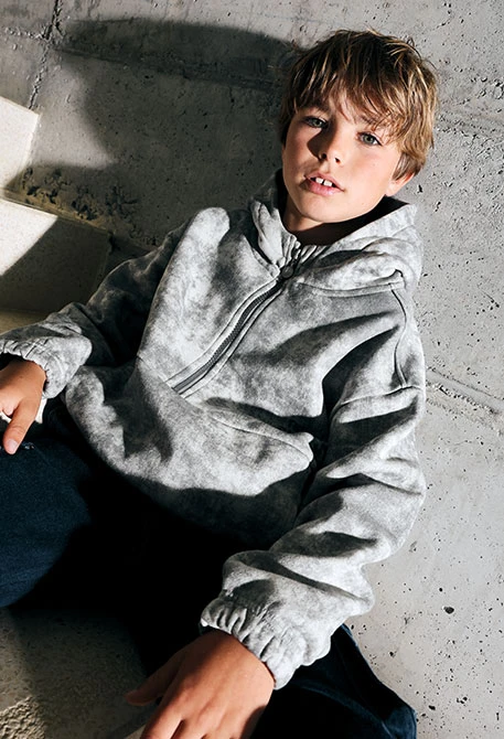 Sudadera niño de punto gris