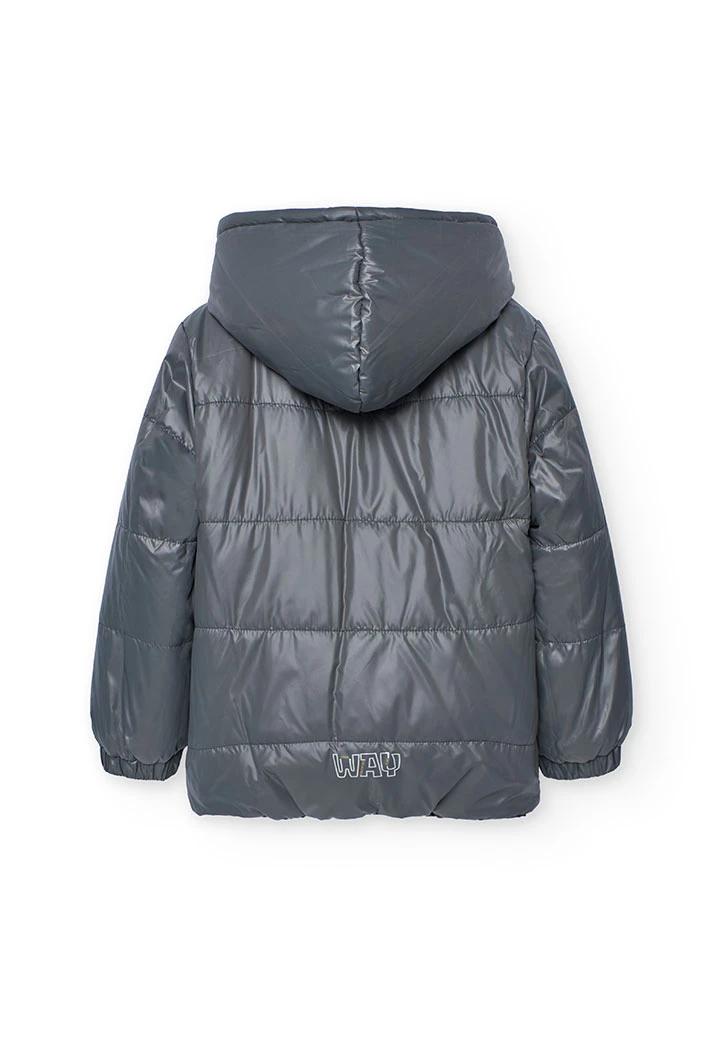 Parka garçon réversible en tissu technique gris