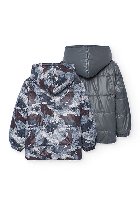 Parka niño reversible tejido técnico gris