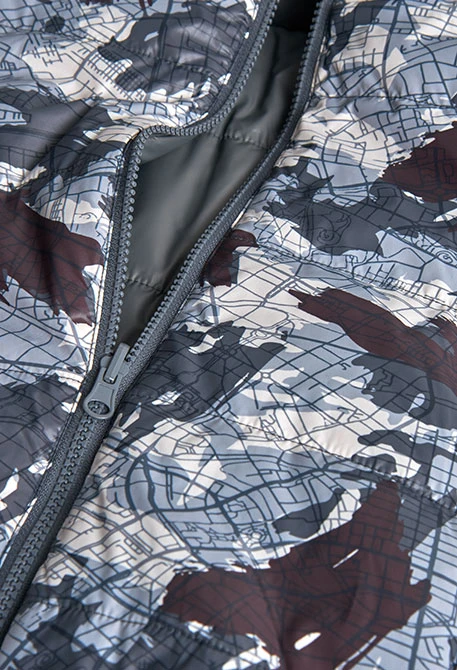 Grey technical fabric reversible boy´s parka