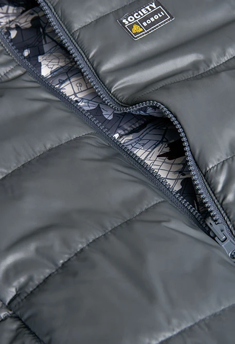 Parka bambino reversibile tessuto tecnico grigio