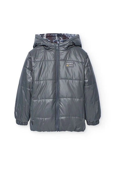 Grey technical fabric reversible boy´s parka