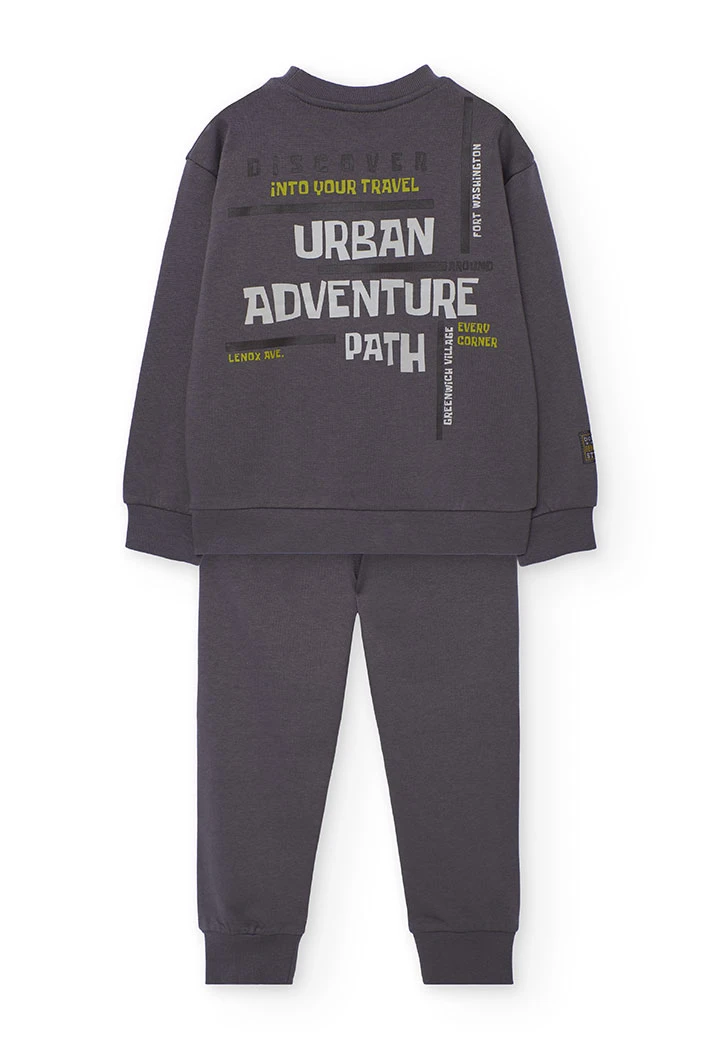 Conjunto menino de felpa cinza