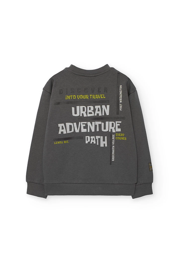 Conjunto menino de felpa cinza