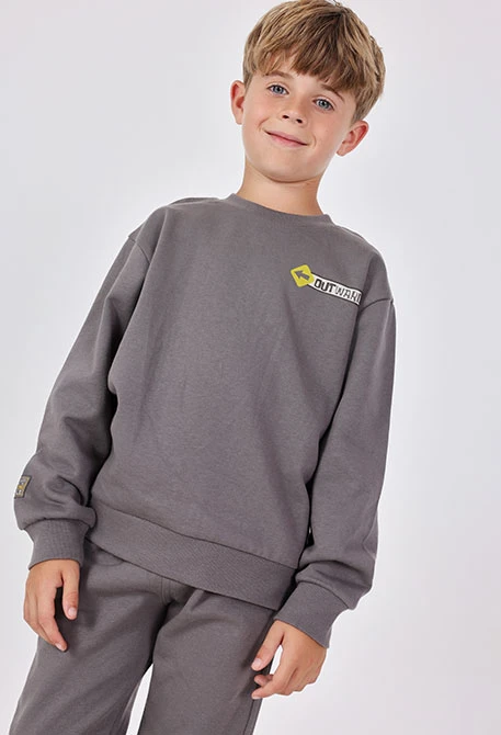 Completo bambino in pile grigio