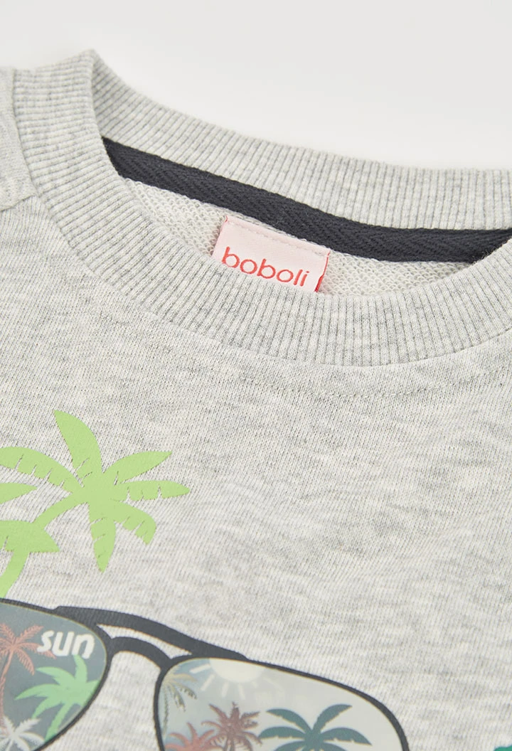 Grey fleece sweatshirt for boy