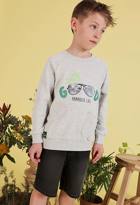 Sweat-shirt en molleton garçon gris