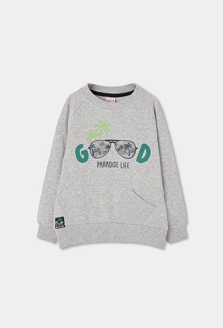 Grey fleece sweatshirt for boy