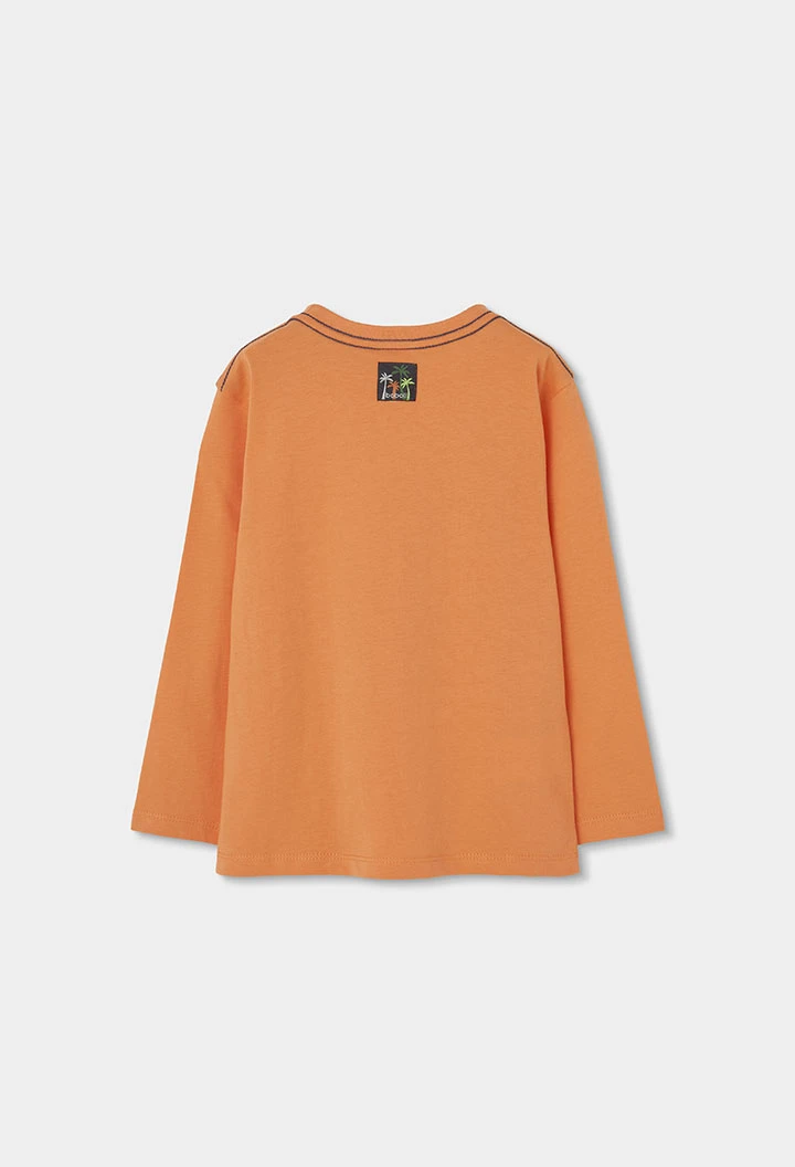 Camiseta de niño naranja estampado
