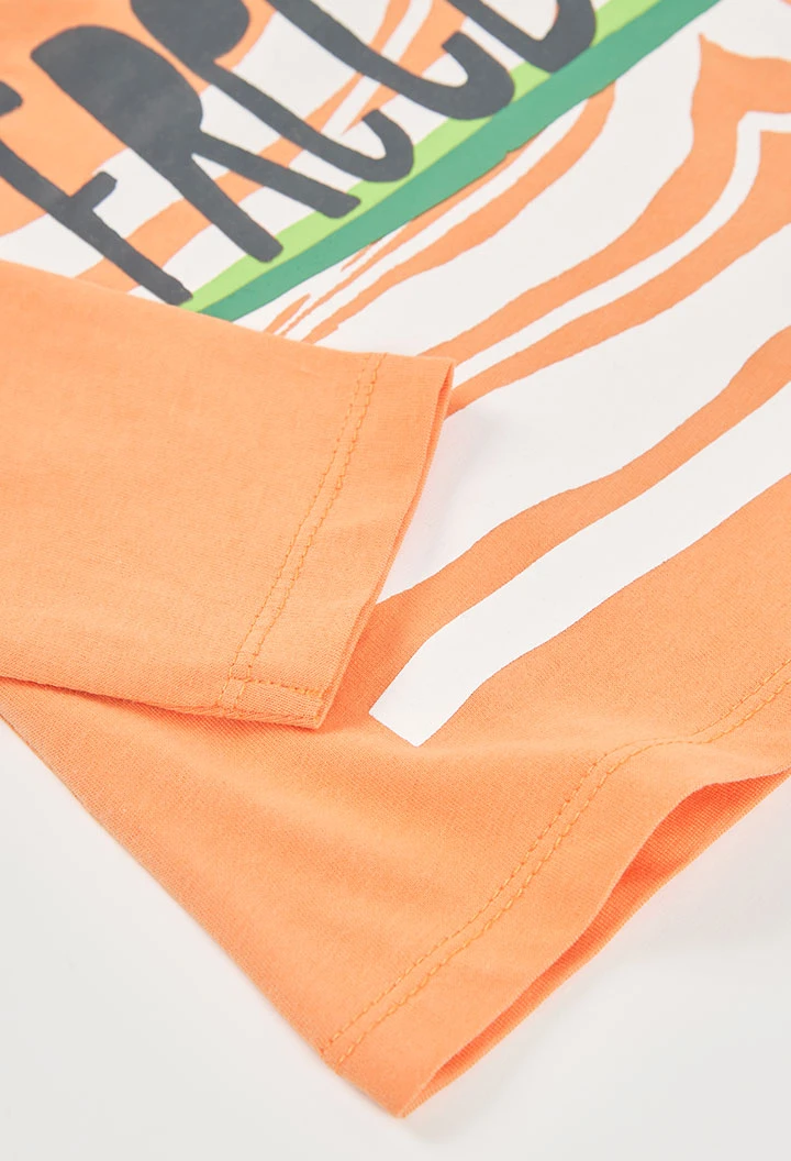 Samarreta de nen de color taronja estampada