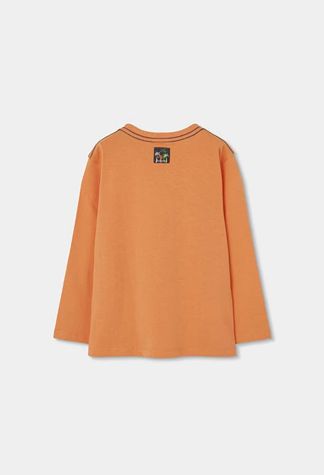 Camiseta de niño naranja estampado