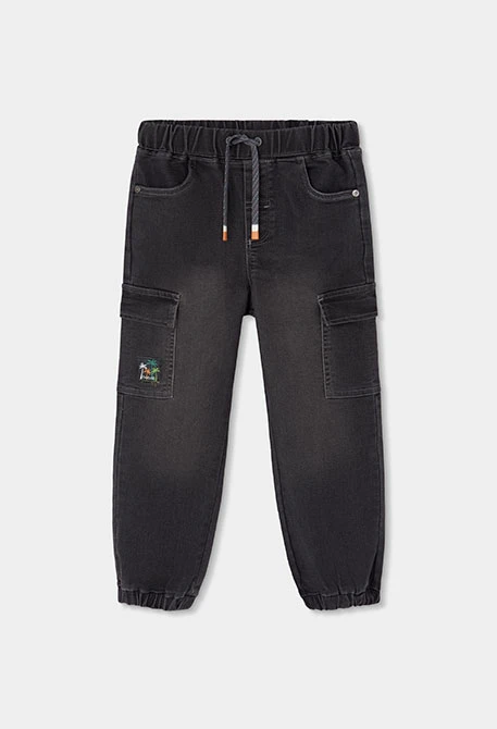 Pantalón niño denim en gris