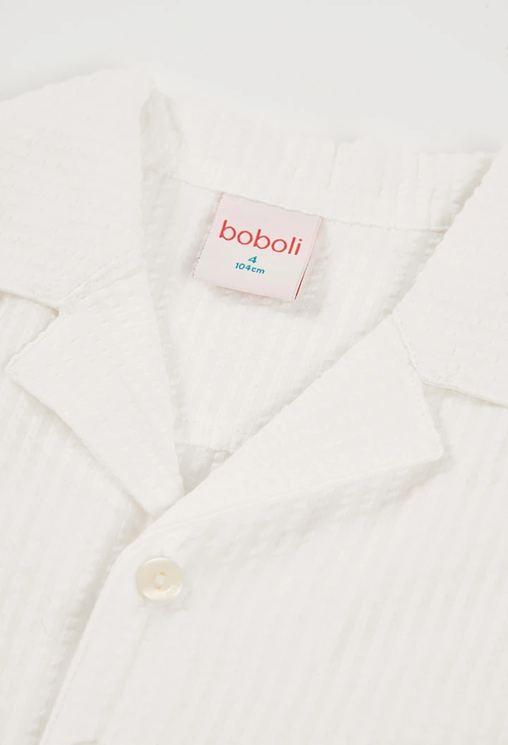 Chemise enfant popeline blanche palmiers