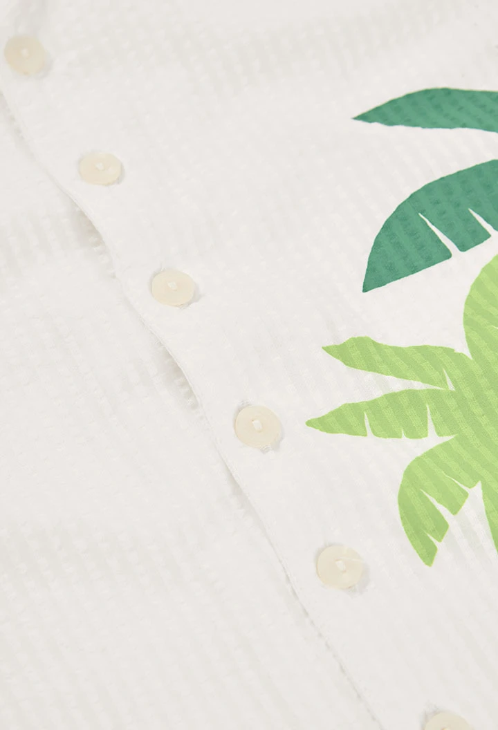 Camicia bambino popeline bianco palme