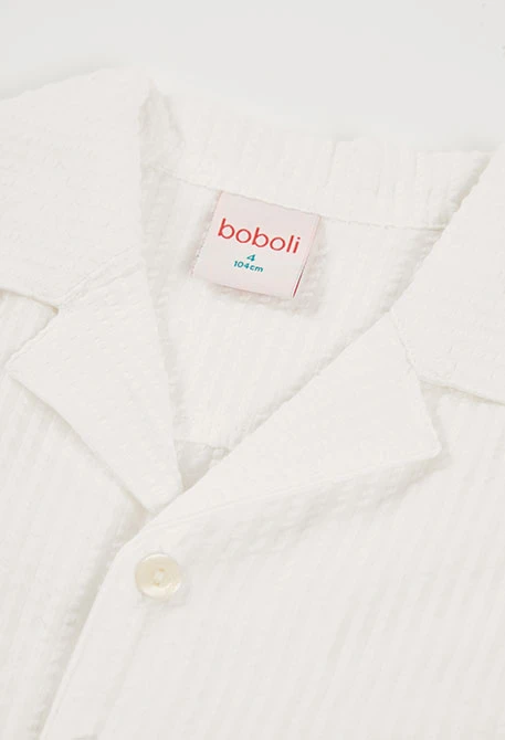 Chemise enfant popeline blanche palmiers