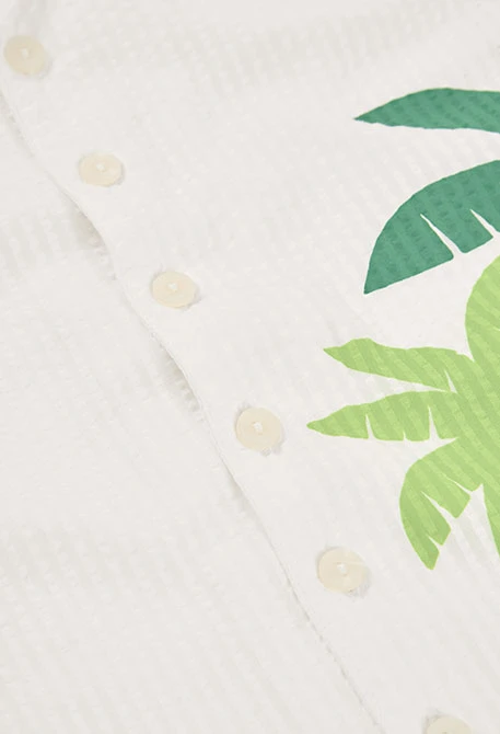 Camicia bambino popeline bianco palme