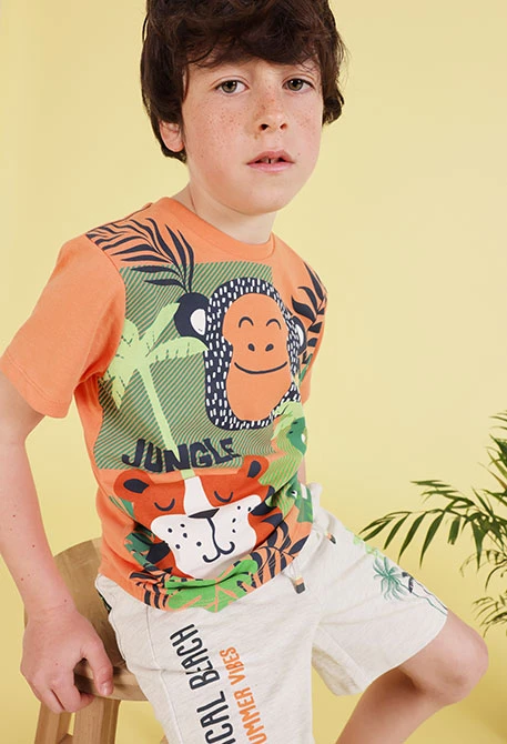 Orange Baumwoll-T-Shirt für Jungen.