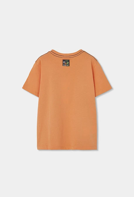 Orange cotton knit t-shirt for boy
