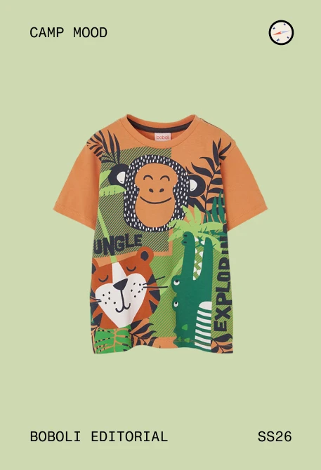 Camiseta punto algodón naranja niño