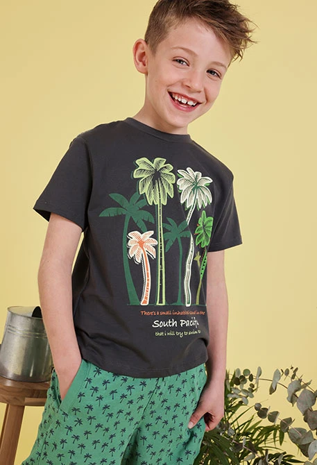 Orangenfarbenes Kinder-T-Shirt mit Tierdruck