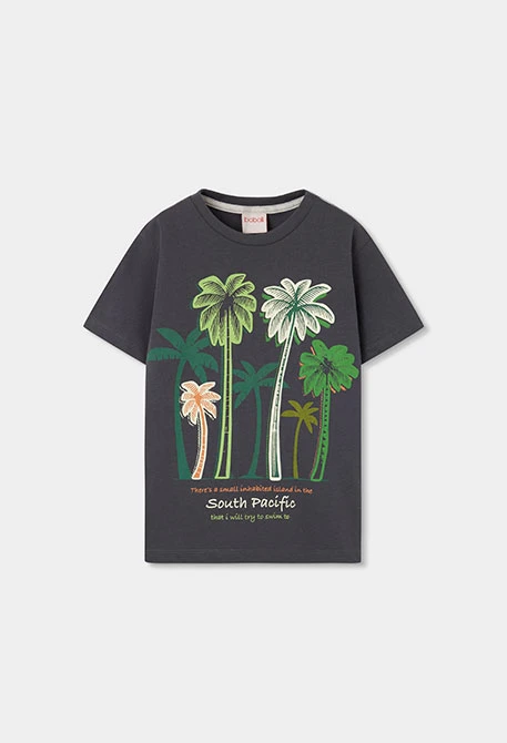 Camisola criança laranja estampada com animais