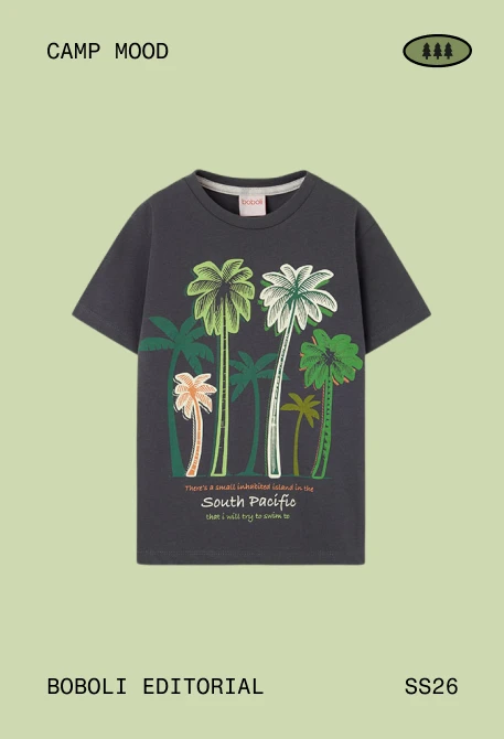 T-shirt enfant orange avec imprimé animaux