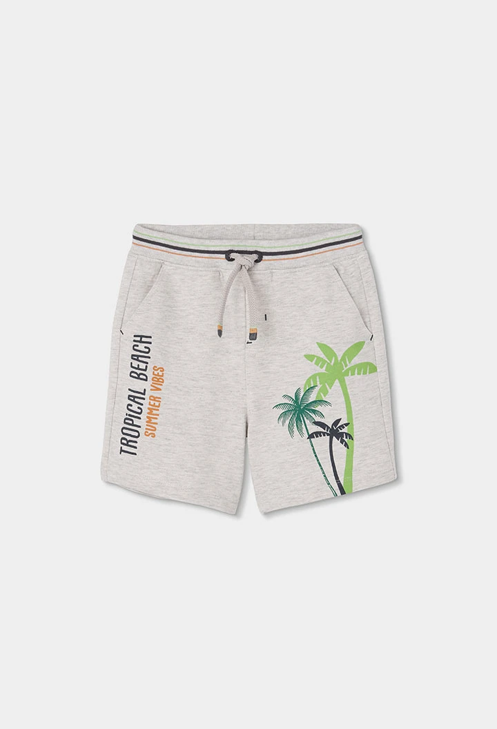 Bermudas punto gris palmeras
