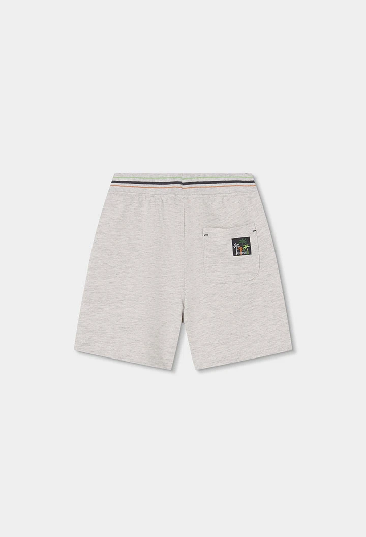 Graue Strick-Bermudas mit Palmenmuster