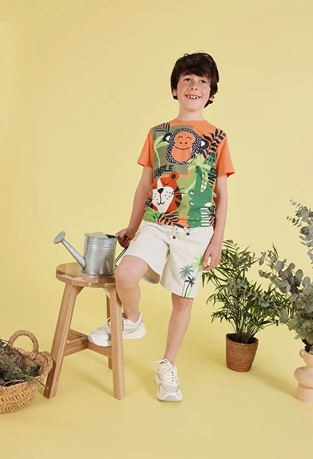 Bermudas punto gris palmeras