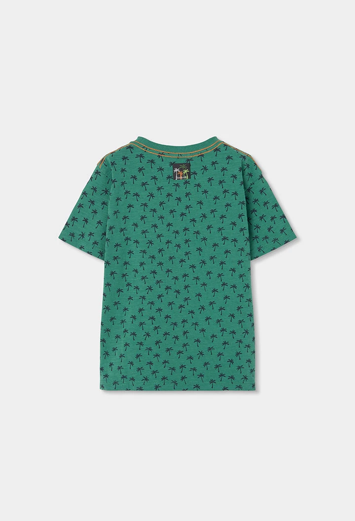 Camiseta niño algodón estampada verde