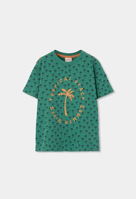 Maglietta bambino cotone stampato verde