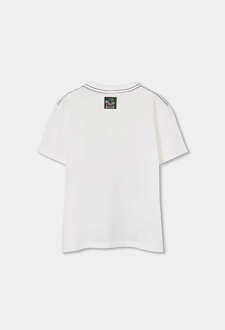 Camiseta menino algodão branco estampado
