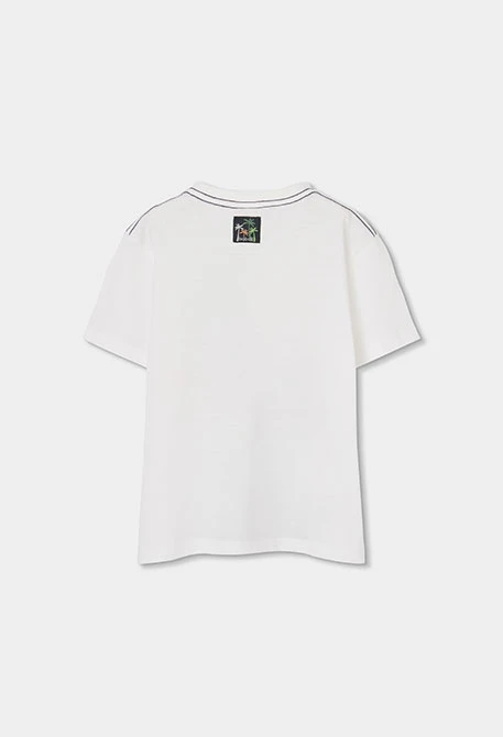 T-shirt garçon coton blanc imprimé