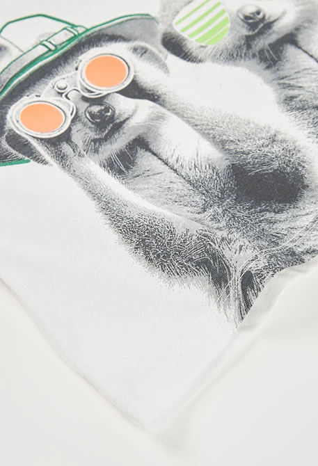 Boy?s white cotton printed T-shirt