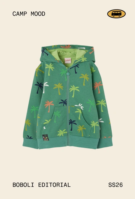 Chaqueta de niño en verde palmeras
