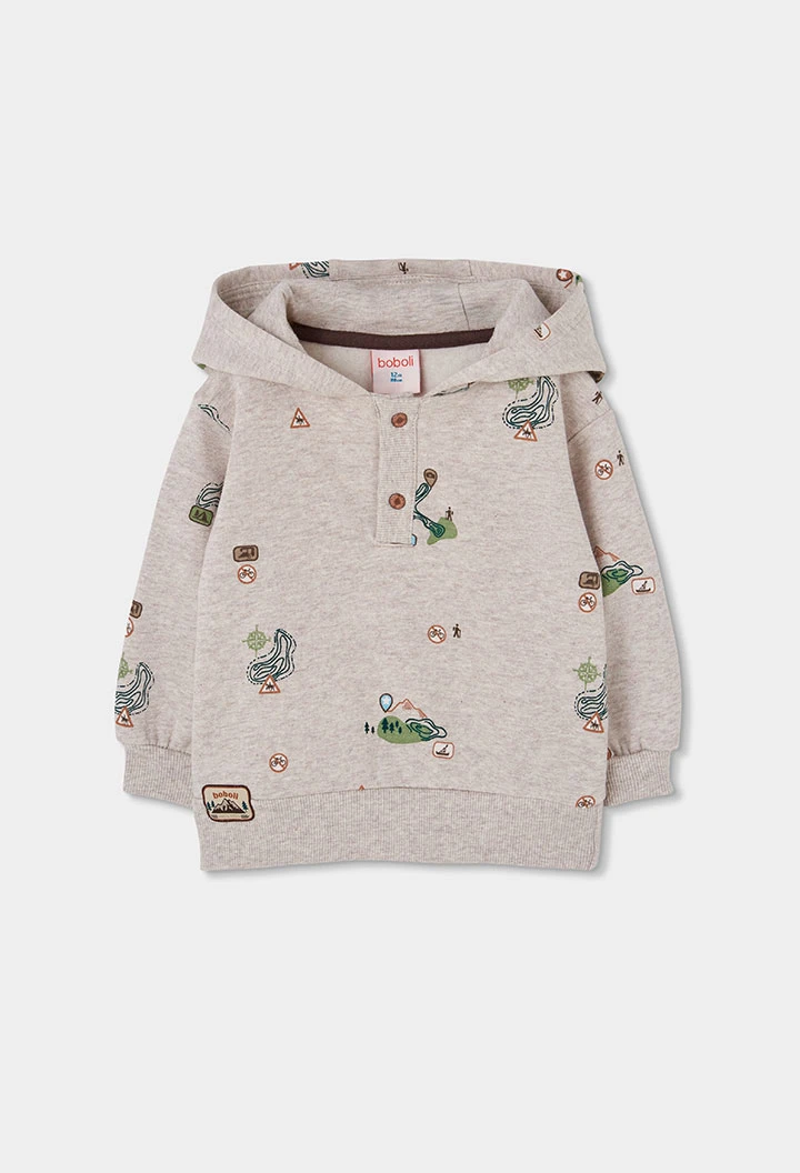 Felpa bambino beige stampa avventura