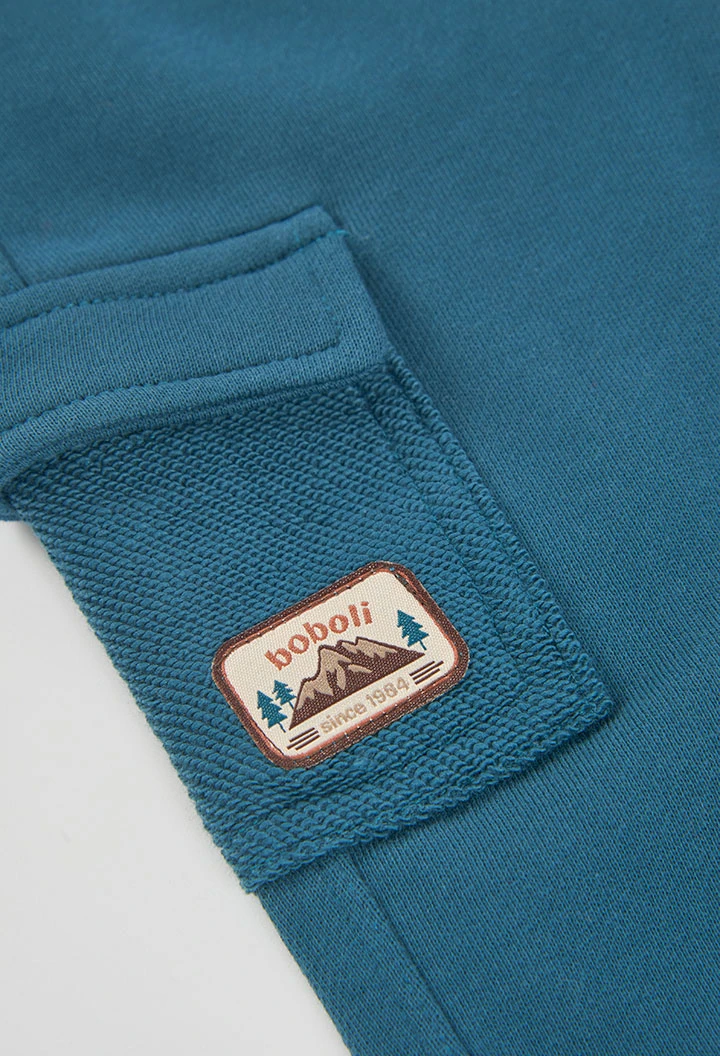 Pantalón felpa niño verde con bolsillos cargo