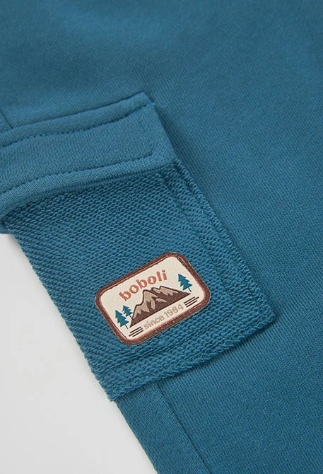 Grüne Plüsch-Cargohose für Jungen mit Taschen