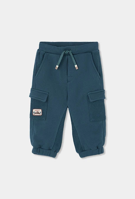 Pantalon en molleton garçon vert avec poches cargo